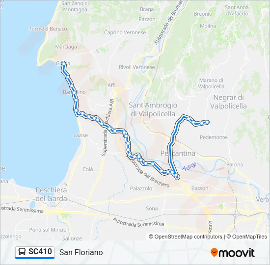 Percorso linea bus SC410