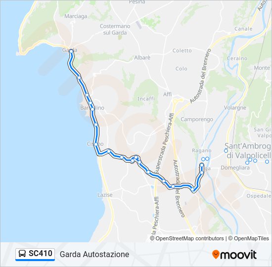 Percorso linea bus SC410