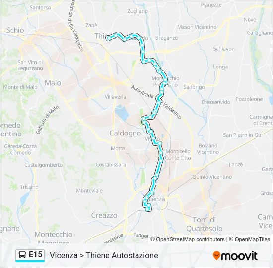 E15 Bus Line Map