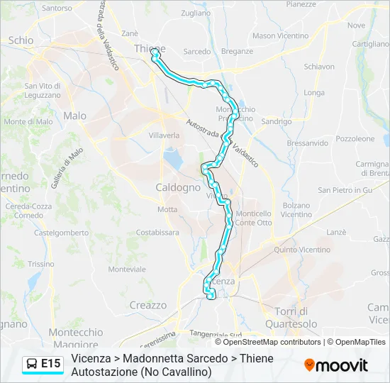 E15 Bus Line Map