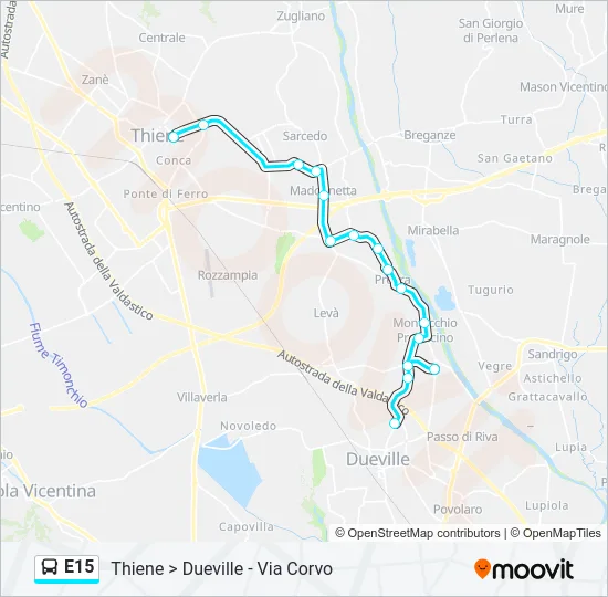 E15 Bus Line Map