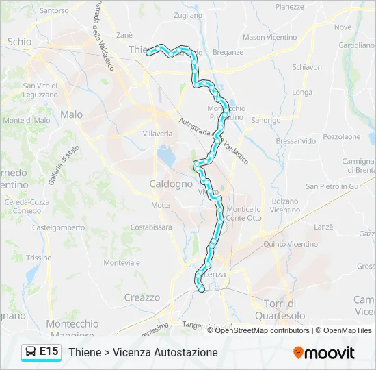 E15 Bus Line Map
