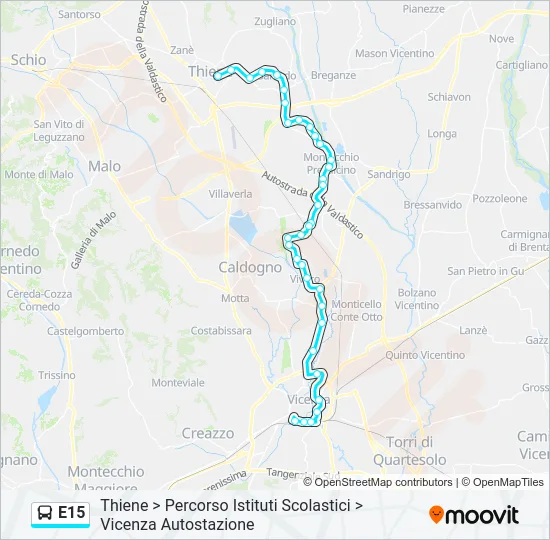 E15 Bus Line Map