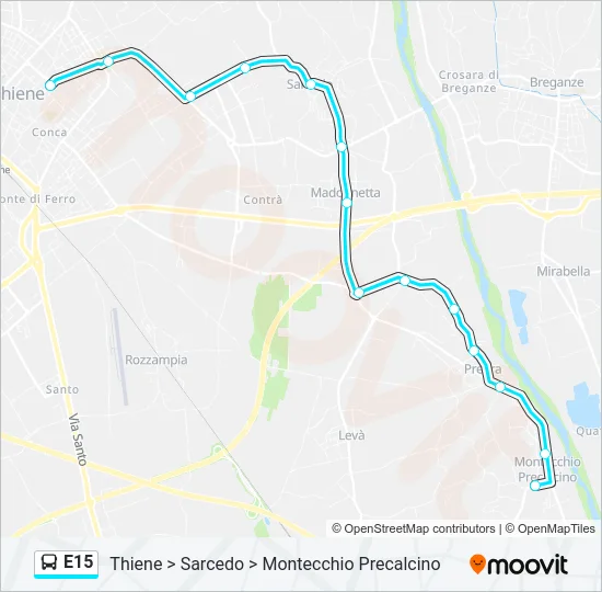 E15 Bus Line Map