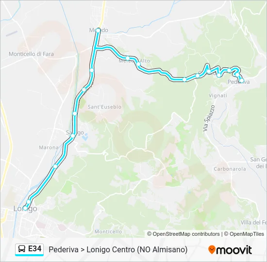 Percorso linea bus E34