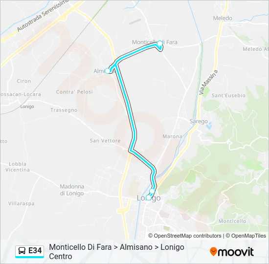 E34 Bus Line Map