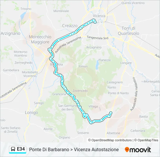 E34 Bus Line Map