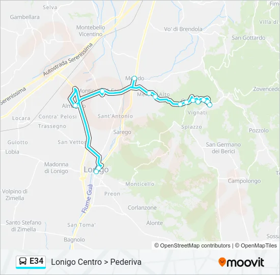 E34 Bus Line Map