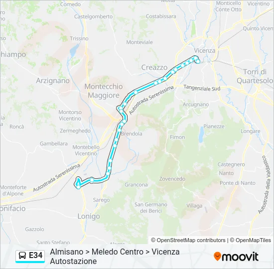 E34 Bus Line Map