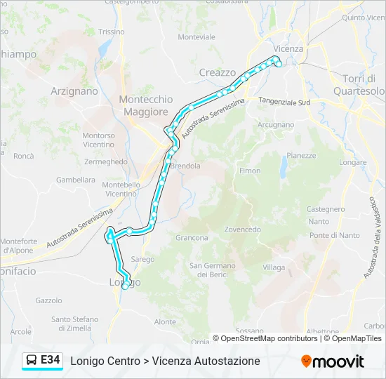 E34 Bus Line Map