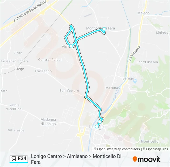 E34 Bus Line Map