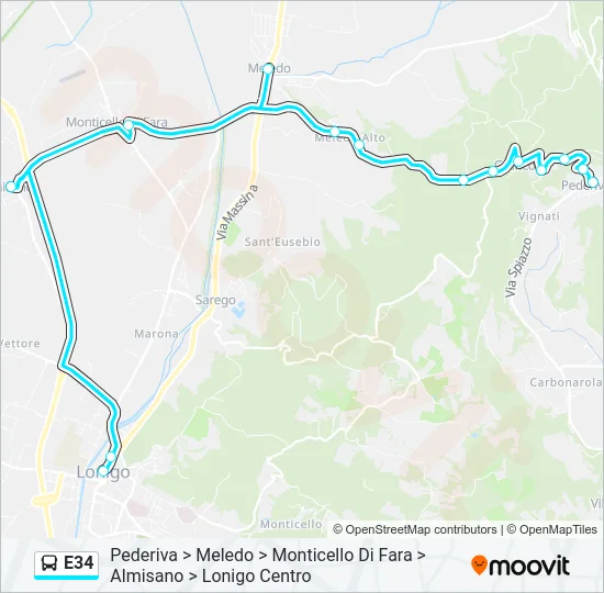 E34 Bus Line Map