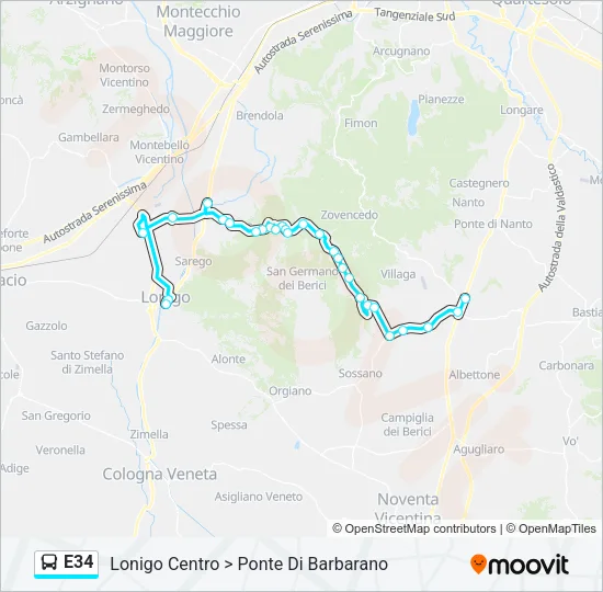E34 Bus Line Map