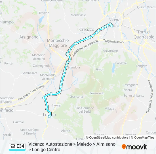 E34 Bus Line Map