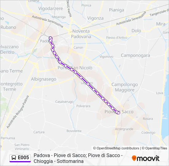Percorso linea bus E005