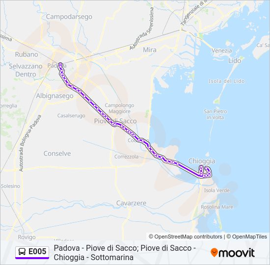 Percorso linea bus E005