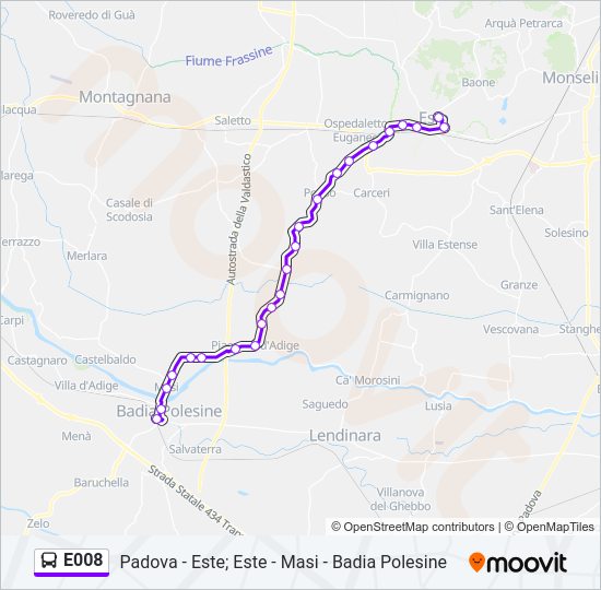 Percorso linea bus E008