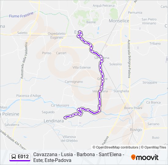 E012 bus Line Map