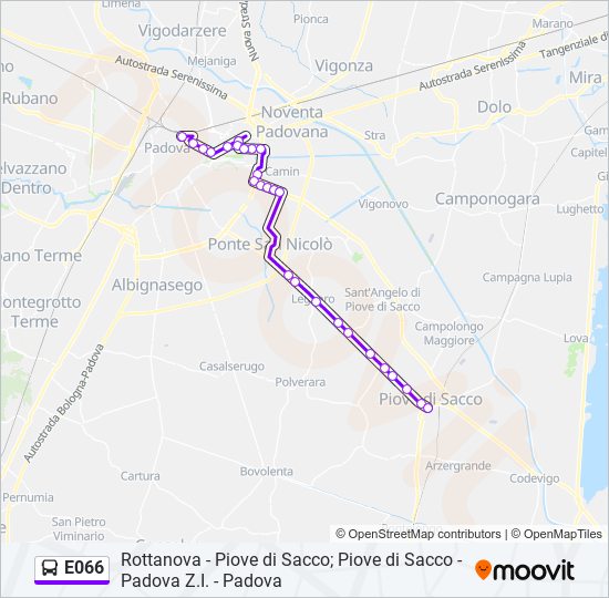 Percorso linea bus E066