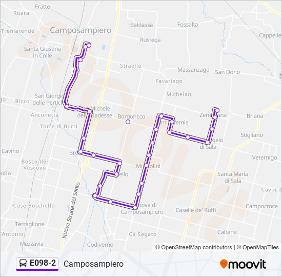 Percorso linea bus E098-2