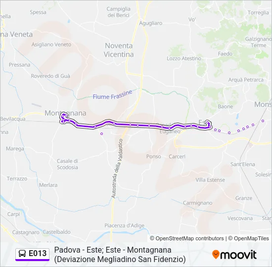 Percorso linea bus E013