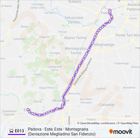 Percorso linea bus E013