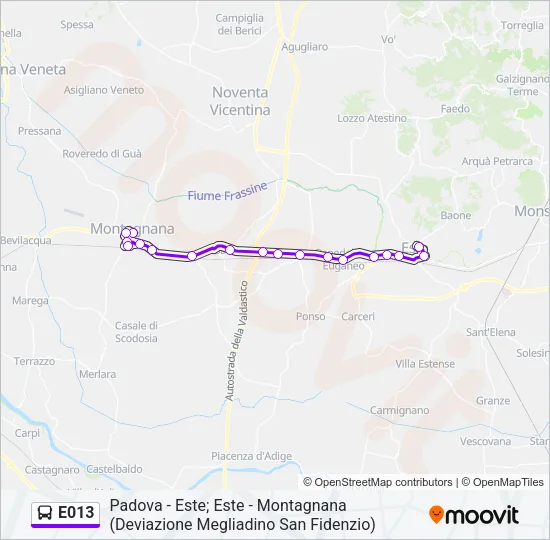 Percorso linea bus E013