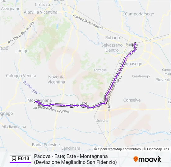 Percorso linea bus E013
