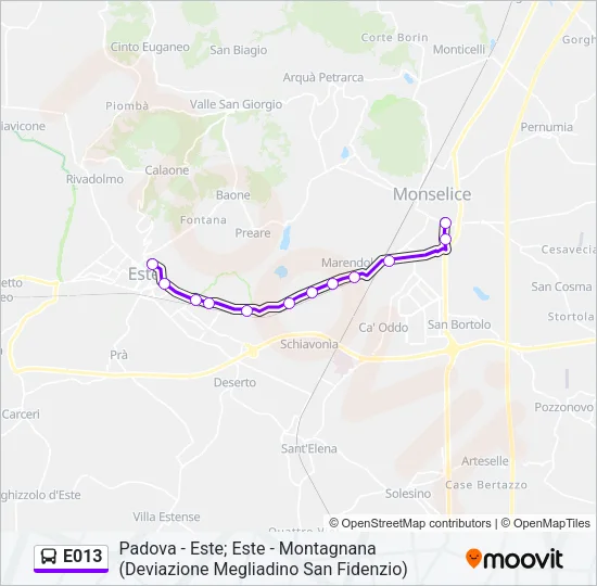 Percorso linea bus E013