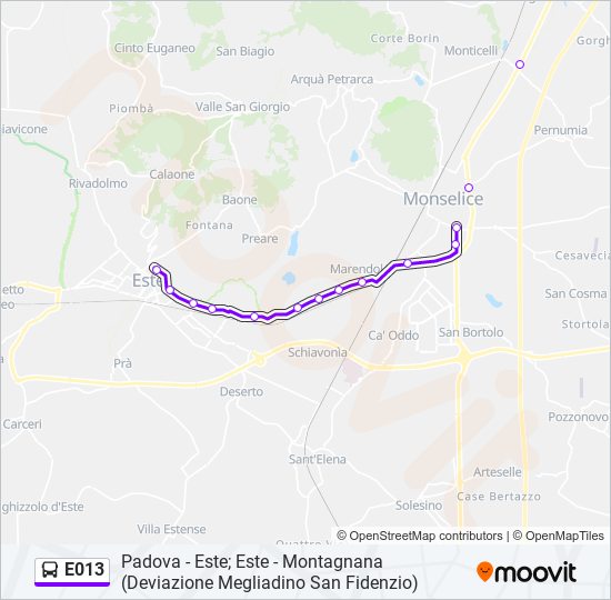 E013 bus Line Map