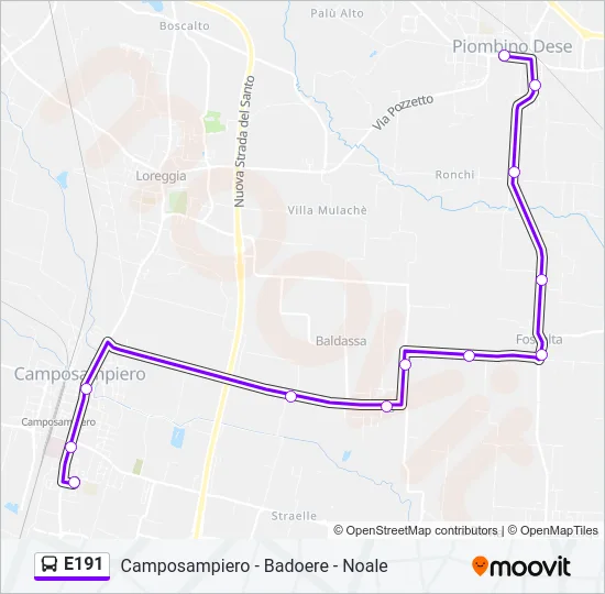 E191 Bus Line Map