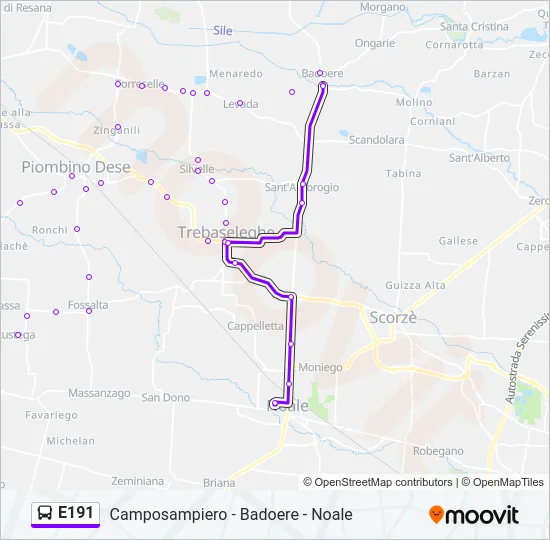 E191 Bus Line Map