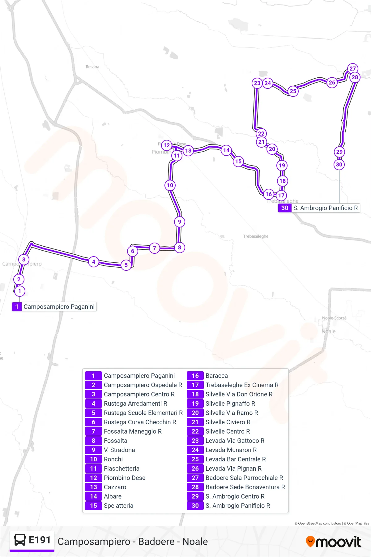 Linea E191 bus (S. Ambrogio Centro) - Percorsi e fermate sulla mappa
