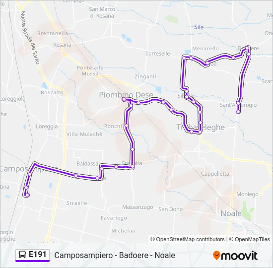 E191 Bus Line Map