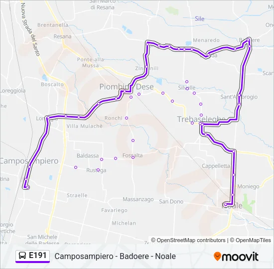 E191 Bus Line Map