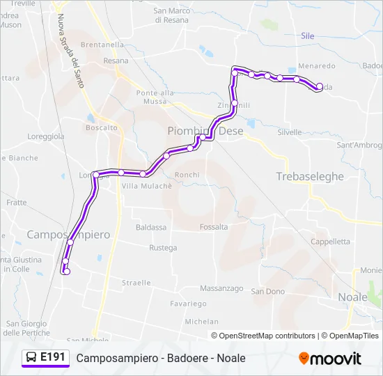 E191 Bus Line Map
