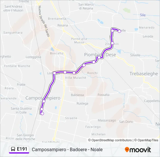 E191 Bus Line Map