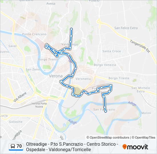 Percorso linea bus 70