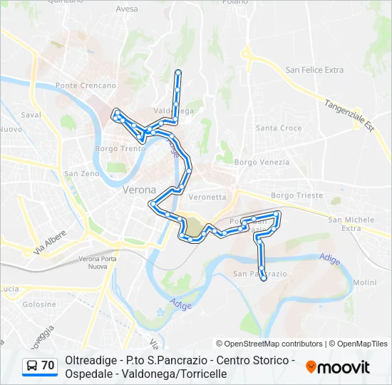 70 Bus Line Map