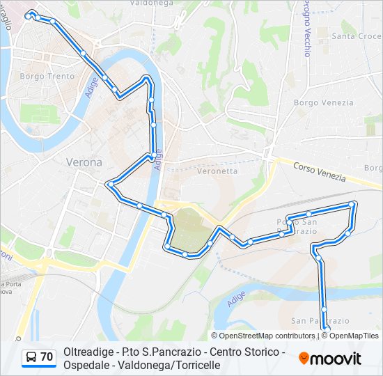 Percorso linea bus 70