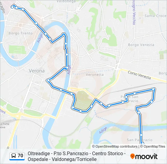 70 Bus Line Map