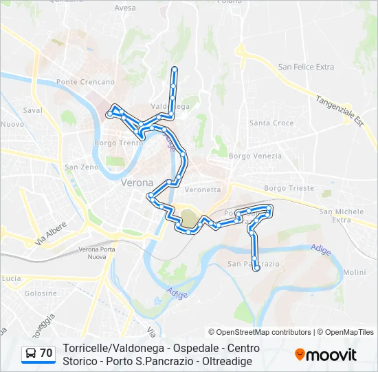 70 Bus Line Map
