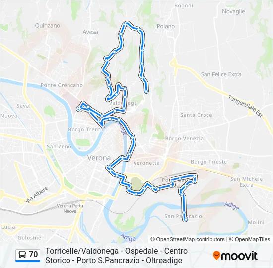 70 Bus Line Map
