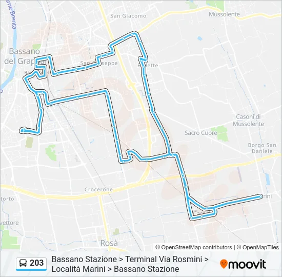 203 Bus Line Map