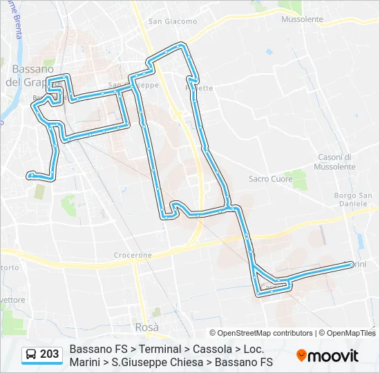 203 Bus Line Map