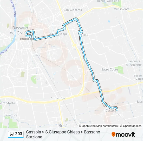 203 Bus Line Map
