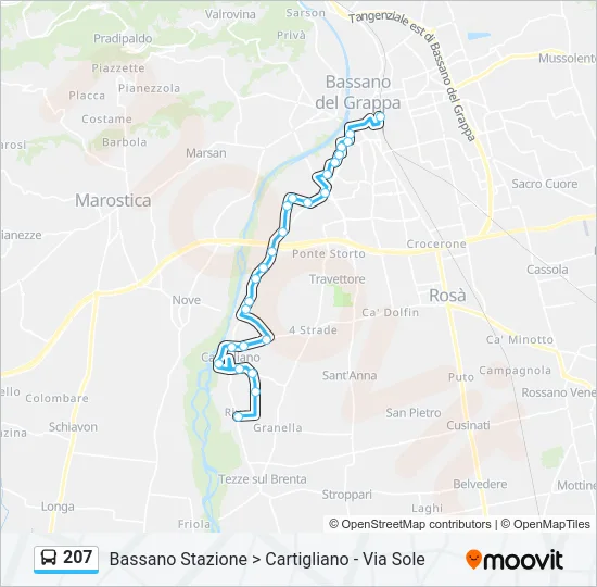 207 Bus Line Map