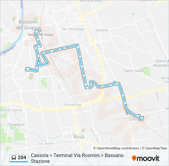 204 Bus Line Map
