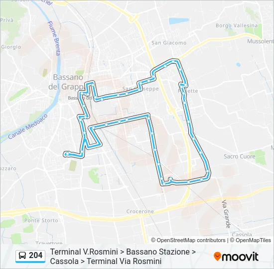 204 Bus Line Map
