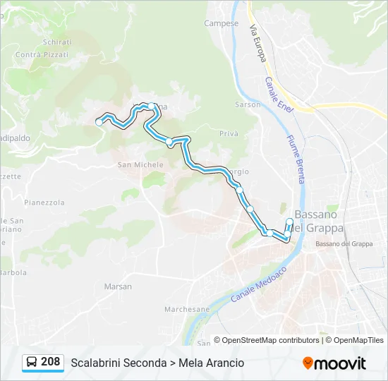 208 Bus Line Map